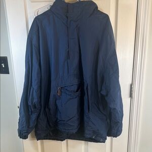 Men's Blue Hooded Vintage Abercrombie and Fitch Jacket